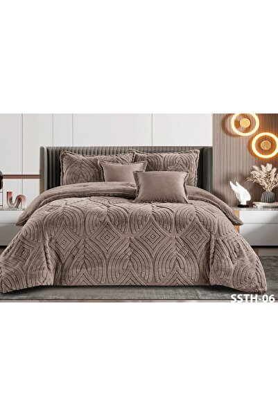 Moon 4-piece winter comforter set, soft velvet center filling with plain fur, double-sided, luxurious velvet material, quilt size 210*170