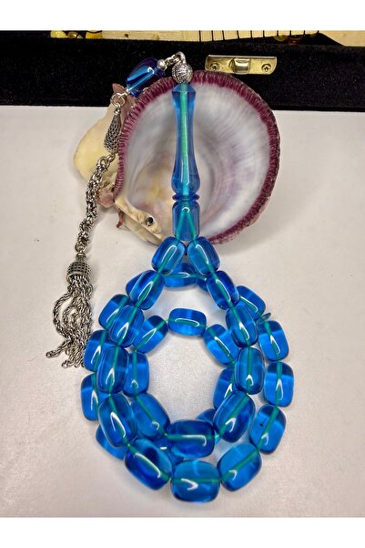 İskenderun Tesbihcilik Light Blue Fire Amber Rosary