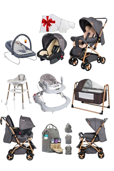 Muhcu Home 8 PARÇA BEBEK PAKETİ Bebek Arabası Ana Kucağı Beşik Mama Sandalyes...