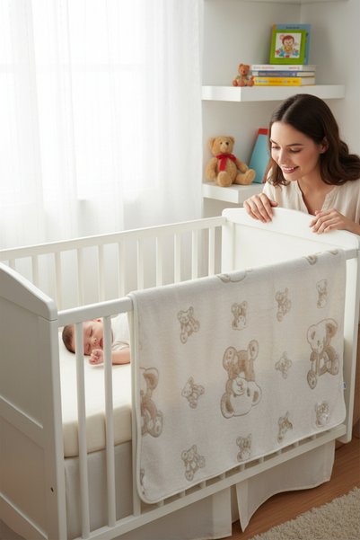 balbeybi Teddy Bear Baby Blanket Wellsoft Soft Textured Embroidered Newborn Baby Blanket Gift