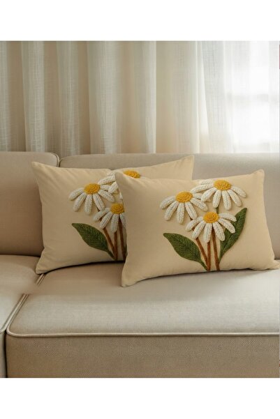 Ahsen Dekoratif Embroidered Patterned Daisy and Flowers Digital Print Luxury ...