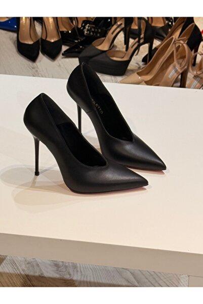 New Stiletto Store Stiletto siyah mat 12 cm topuk