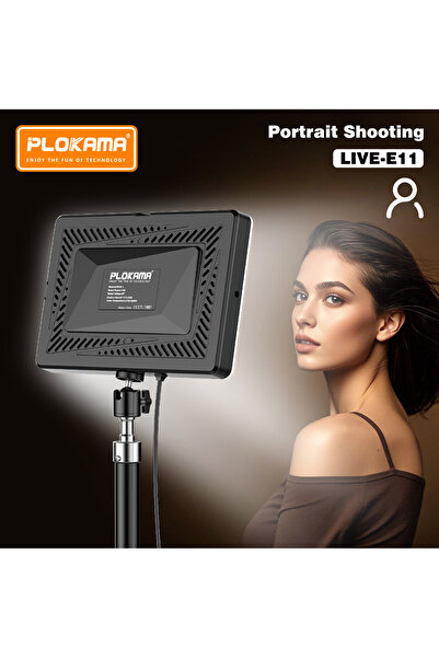 PLOKAMA لوحة إضاءة LED Live-E11 — إضاءة LED قابلة للتعديل لإنشاء المحتوى والبث المباشر