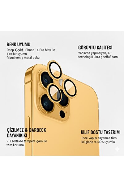 JNUOBI iPhone 14 Pro Max Gerçek Cam Safir Lens Koruma