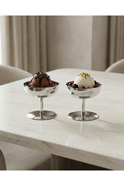 Maglor Lüx İkili Ayaklı Paslanmaz Çelik Dordurma, Tatlı ve Sunum Kasesi - Pas...