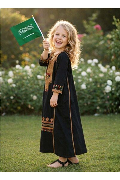 Premium فستان جلابية ماكسي مطرز من عسيري كيدز تاتريز للبنات