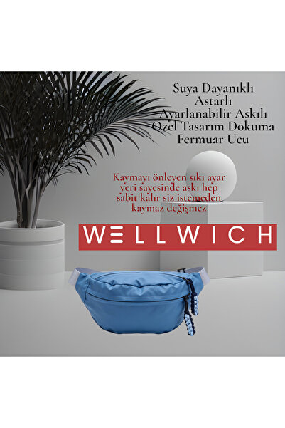 wellwich حقيبة كروس زرقاء - أزرق داكن مع أطراف محبوكة - حقيبة خصر رياضية خفيف...