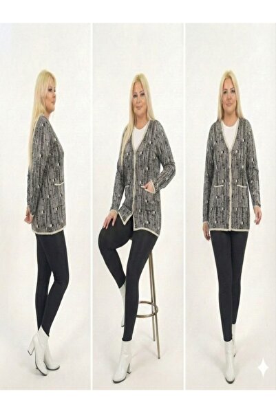onno style women Patterned Classic Knit Buttoned Jacket