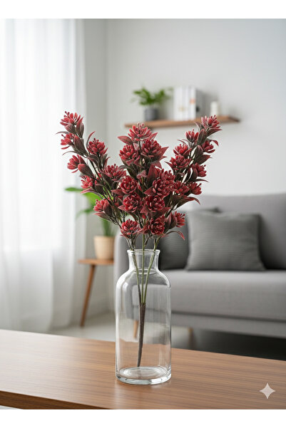 BUKET X Yapay Eskitme Kırmızı-Yeşil Vintage Okaliptus 50 Cm