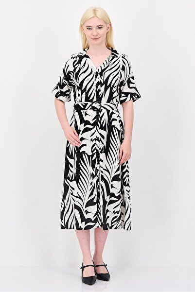 Bebe فستان ميدي نسائي بطبعة كاملة، متعدد الألوان