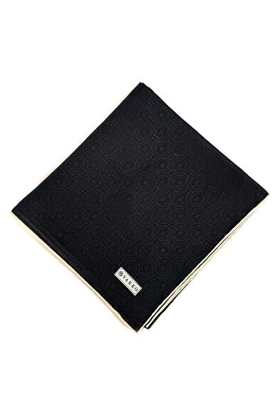 Vakko Eșarfă din bumbac și mătase cu monogramă 41727-Negru Ecru