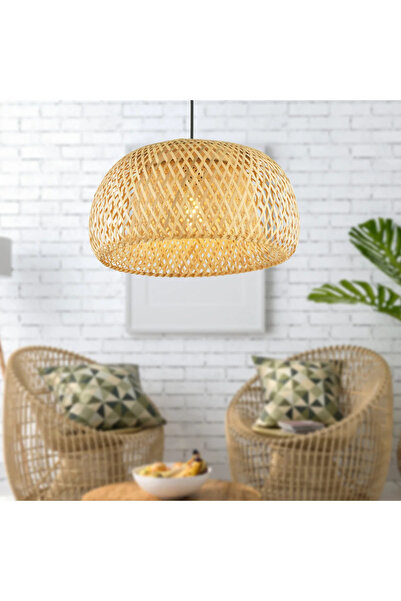 HubRom BREIELLA 21027-1 Πολυέλαιος από ψάθα 40x80 εκ. 1xE27 Μέγ. 60W