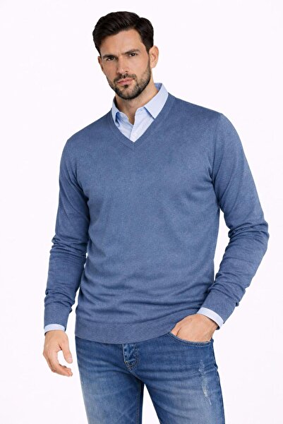 BAGİSTA BUTİK Men's Basi̇c Thin Knitwear Four Seasons V-Neck Sweater