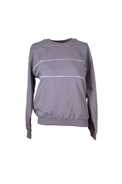 trender Piped O Neck O Neck 2 Thread Gray Women's Sweatshirt 26Ydt1000034