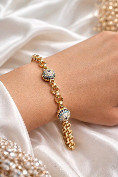 ALYA Xuping 14K Altın Kaplama Nazar Boncuklu Zincir Bileklik