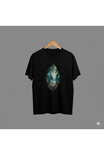 CLASSY.MODA Tricou unisex supradimensionat cu imprimeu cu pene și siluetă de ...