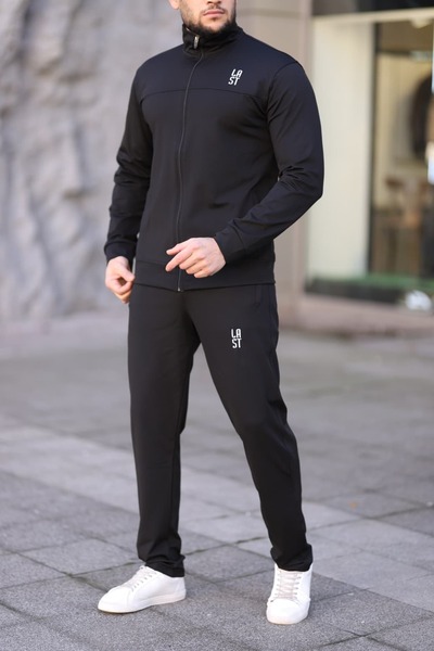 LFSPORT Men's Comfortable Fit Black Tracksuit Set