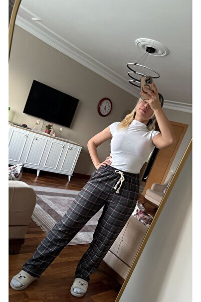 SERENCEE Harajuku Square Patterned Gray-Red-Screen Printed Checkerboard Unise...