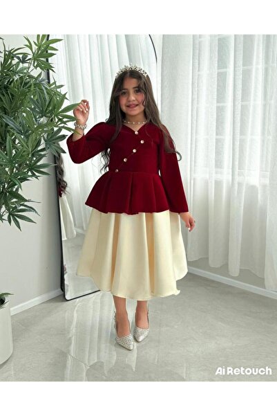 AMAZ فستان"الأميرة الأرستقراطية" (عنابي وسكري)