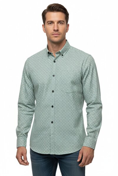 DİO Hitman Men’s Sage Green Printed Casual Shirt