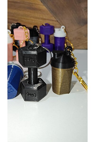 END Design Sports Themed Dumbbell & Shaker Keychain Set That Makes Sound When Shaken / Bag Ornament