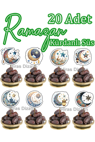 Hiras Dizayn 20 Pieces Ramadan Themed Toothpick Ornaments Cupcake Toothpicks Iftar Decorations Presentation Toothpicks Welcome Ramadan