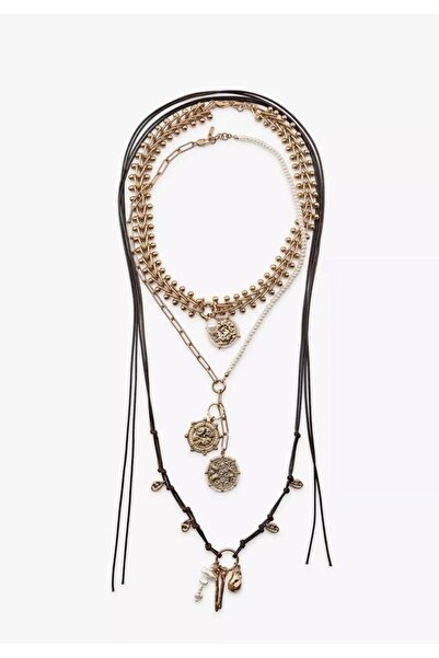 YAMİ علامة تجارية قلادة ميدالية ثلاثية اللؤلؤ