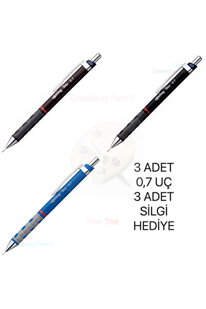Rotring Versatil Tikky 0,7 Uçlu Kalem BORDO SİYAH MAVİ 3 ADET SET / 3 UÇ 3 Sİ...