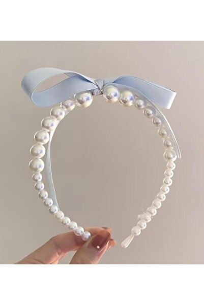 alisa Mavi Kurdeleli İnci Saç bandı - Taç (1 Adet)