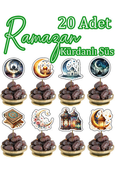 Hiras Dizayn 20 Pieces Ramadan Themed Toothpick Ornaments Cupcake Toothpicks Iftar Decorations Presentation Toothpicks Welcome Ramadan