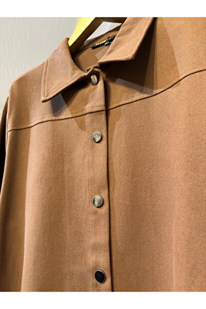 Invee Snap Closure Seasonal Long Coat - Cinnamon