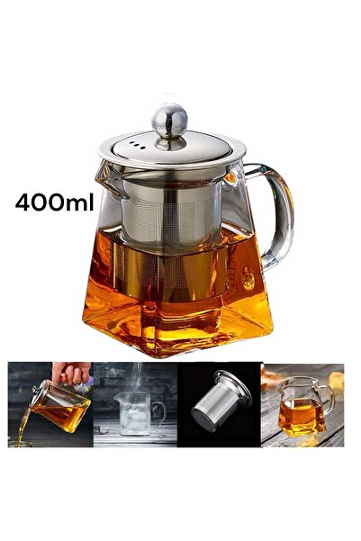 cc bin shihon Clear glass teapot with strainer, square-shaped borosilicate glass teapot with 400ml tea filter