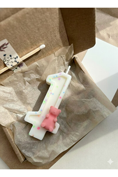 Atelier Mis Mum Jelibon Ayıcıklı 1 Rakam Pasta Mumu | 1 Yaş Doğum Günü Mumu |...