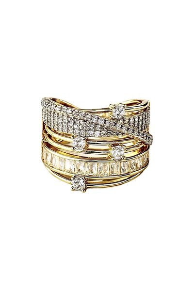 Sense of Atelier Gloria Stone Detailed Gold Ring-Gold