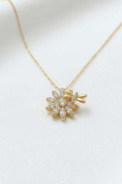 özgül takı ve tasarım قلادة نسائية من الفولاذ المقاوم للصدأ بلون ذهبي مزينة ب...