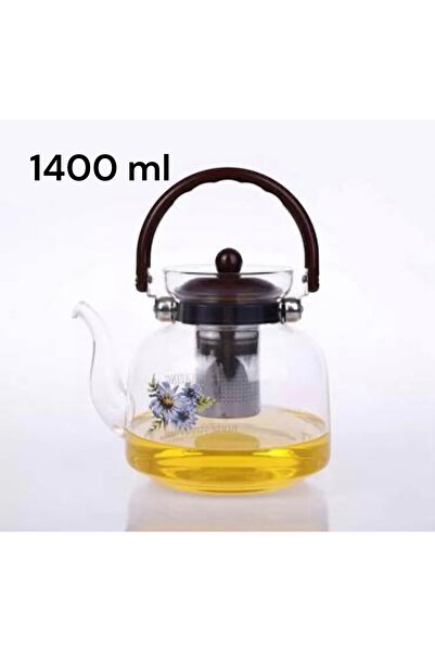cc bin shihon Glass teapot with plastic handle, heat-resistant glass teapot, 1400ml capacity