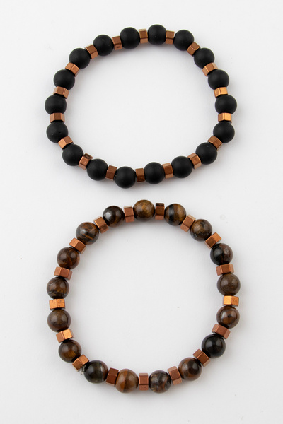 Sortie Aksesuar Onyx Tiger's Eye and Hematite Bronze Detailed Elastic Size 2 ...