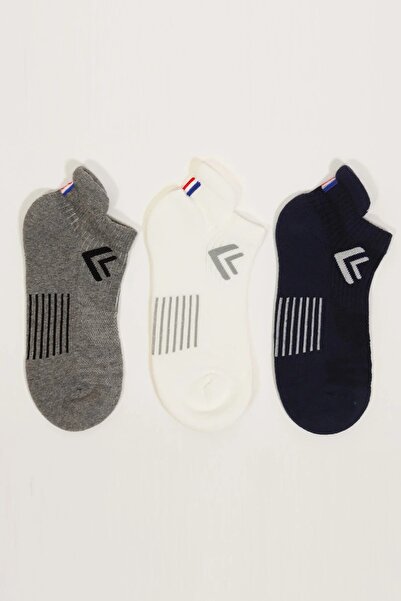 Katia&Bony 3 Pack Golf Unisex Step Socks White/Navy Blue/Gray