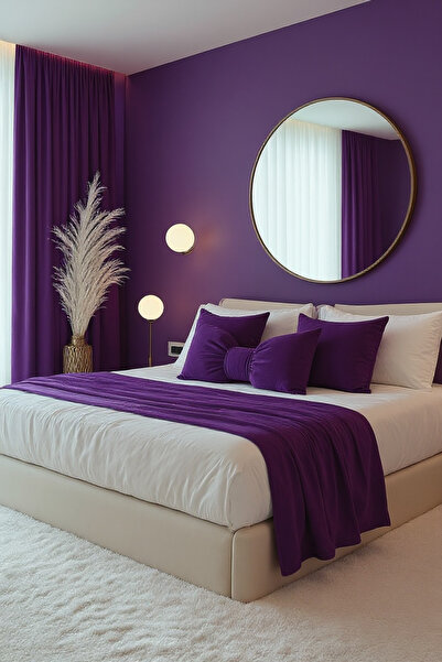 JACA Set of 2 Velvet Decorative Bed Runners & Pre-Filled Bow Pillow Throw Pillows