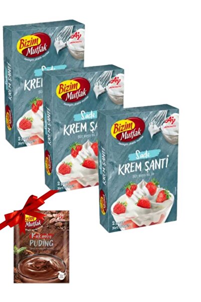 Bizim Mutfak Krem Şanti 150 G (3 Adet) + Kakaolu Puding HEDİYELİ