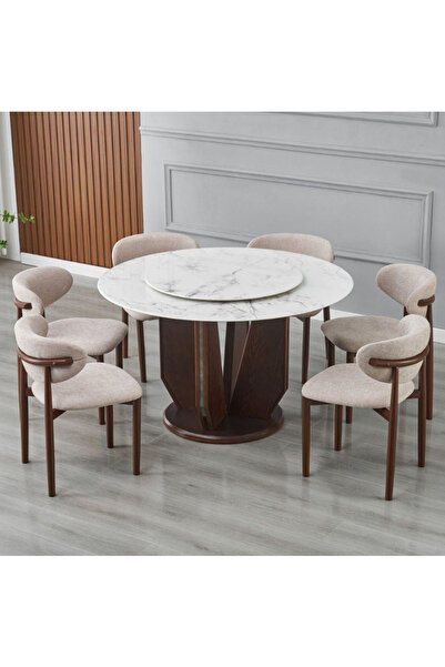 Tasamem Dafia Marble dining table 6 chairs