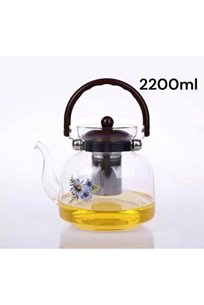 cc bin shihon Glass teapot with plastic handle, heat-resistant glass teapot, 2200 ml capacity