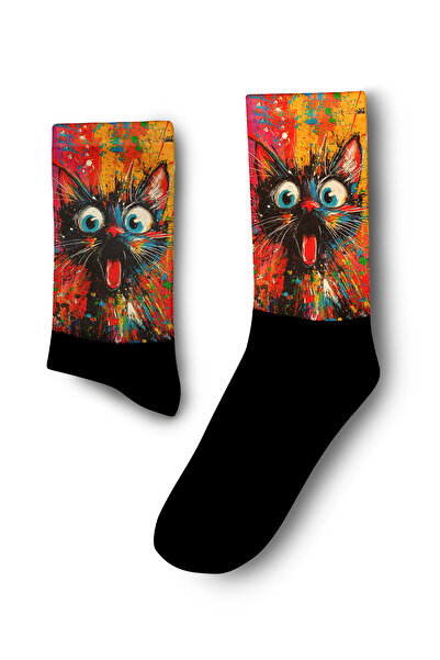 JENES Confused Colorful Cat Explosion Socks - Unisex