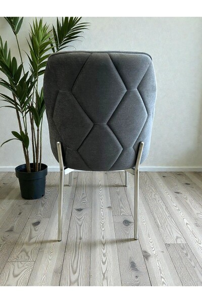 MSY HOME 6 Adet Naz Serisi Krom Yönsüz Kumaş Lüks Ve Modern Sandalye Seti