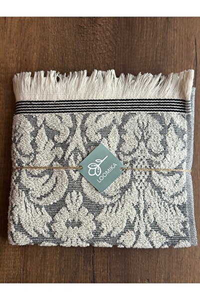 LOOMİKA Jakarlı Pamuk El Yüz Havlusu 50x90 cm – Şık Desen –