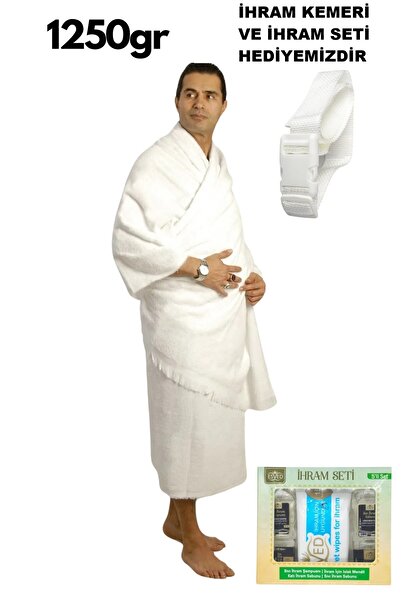 luxurianthome Luxury Hajj Ihram 1250 Gr Ihram Belt and Ihram Set Gift
