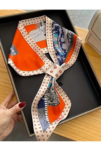 QYMOS PRIVE Geometric Patterned Women's Tie Scarf Collar Accessory