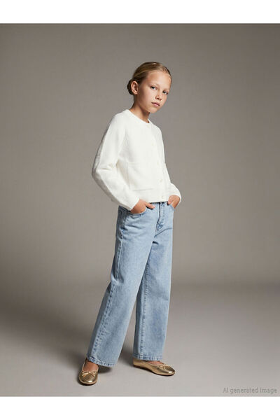 LC Waikiki Sparkling Choices Wide Leg Stoned Girls' Jean Pants from Shining S...