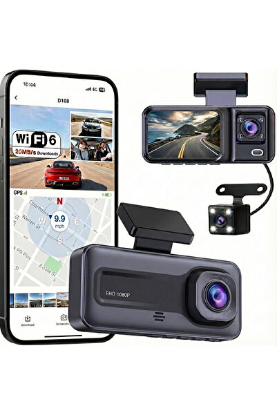 TARÇIN Teknomie D108 3 Kanallı Araç İçi Kamera - Ultra HD, Starlight Gece Gör...