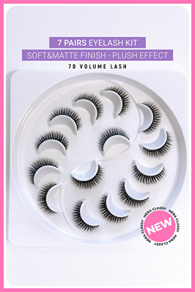 Nera Classy 7D Volume Lash Takma Kirpik - 7'li Set %100 İpek Takma Kirpik, So...